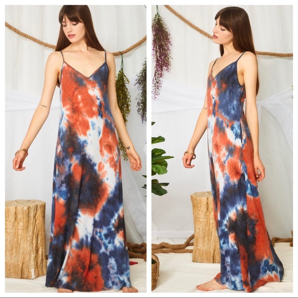 Fabulous Tie Dye Cami side pockets Maxi Dress - Picture 5 of 5